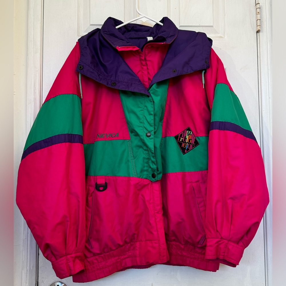Nevica Vintage Y2K Ski Jacket hooded Pink, purple, green, Snow Jacket